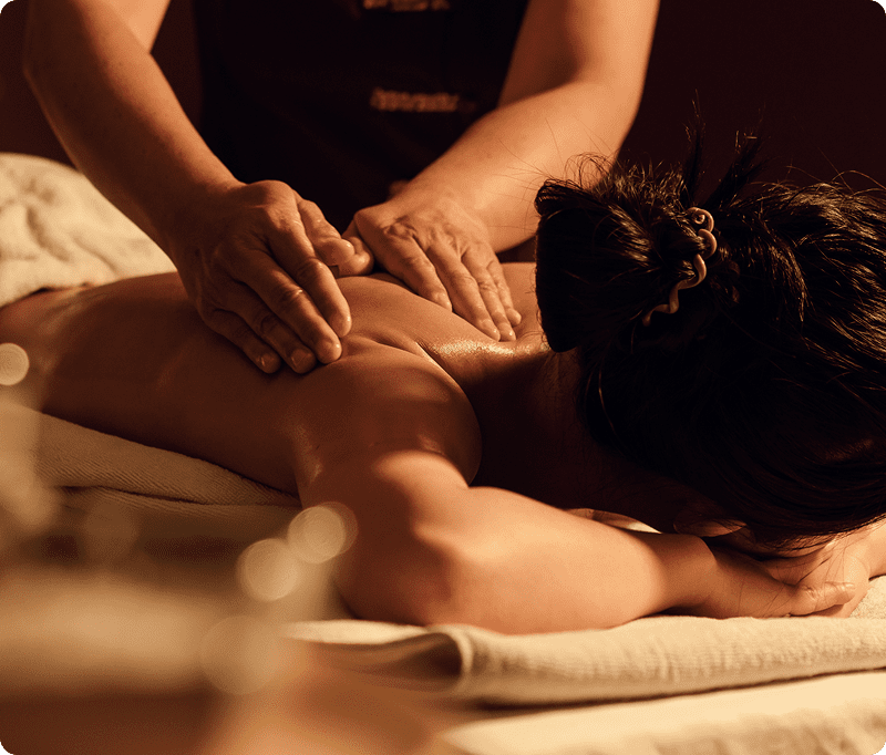 Person receiving a soothing massage therapy