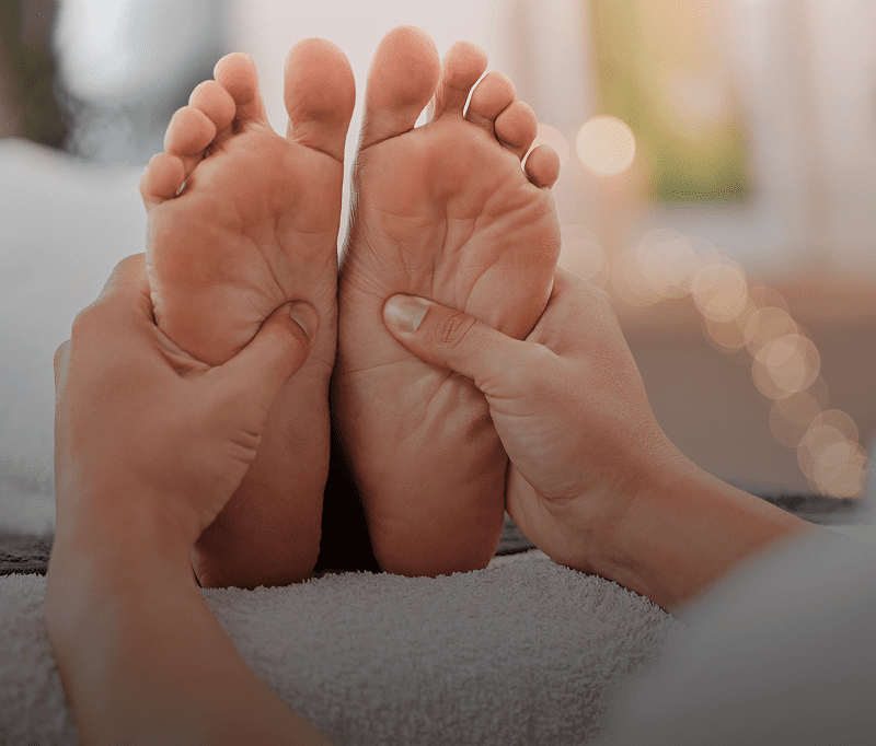 Relaxing foot massage close-up
